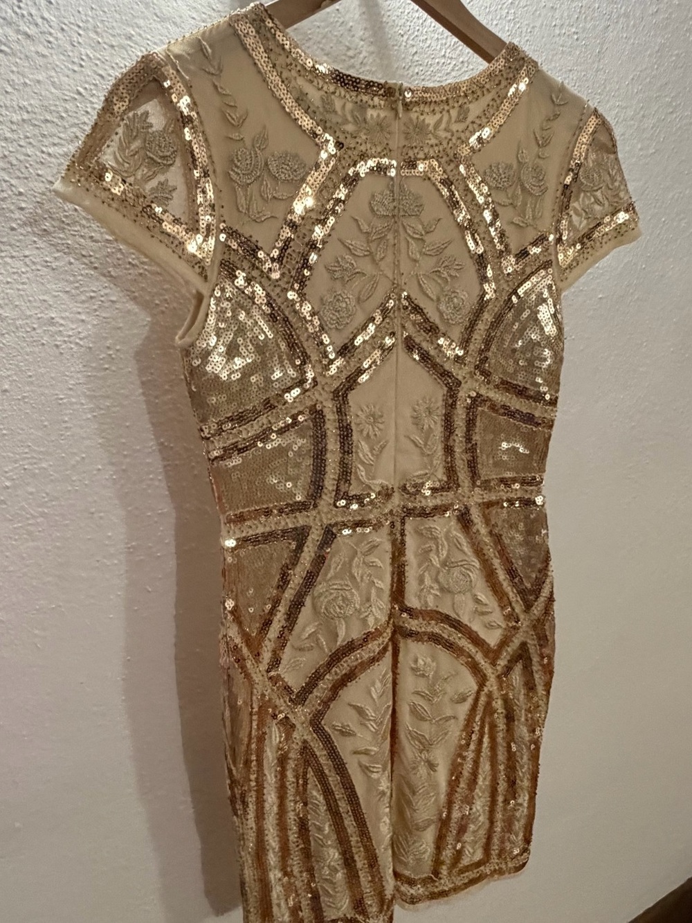 Lulus Spread Your Shine gold sequin embroidered bodycon dress. - Picture 5 of 6